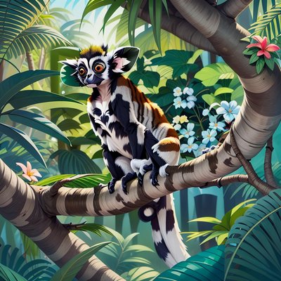 Jungle Lemur Digital Painting QR Code Art