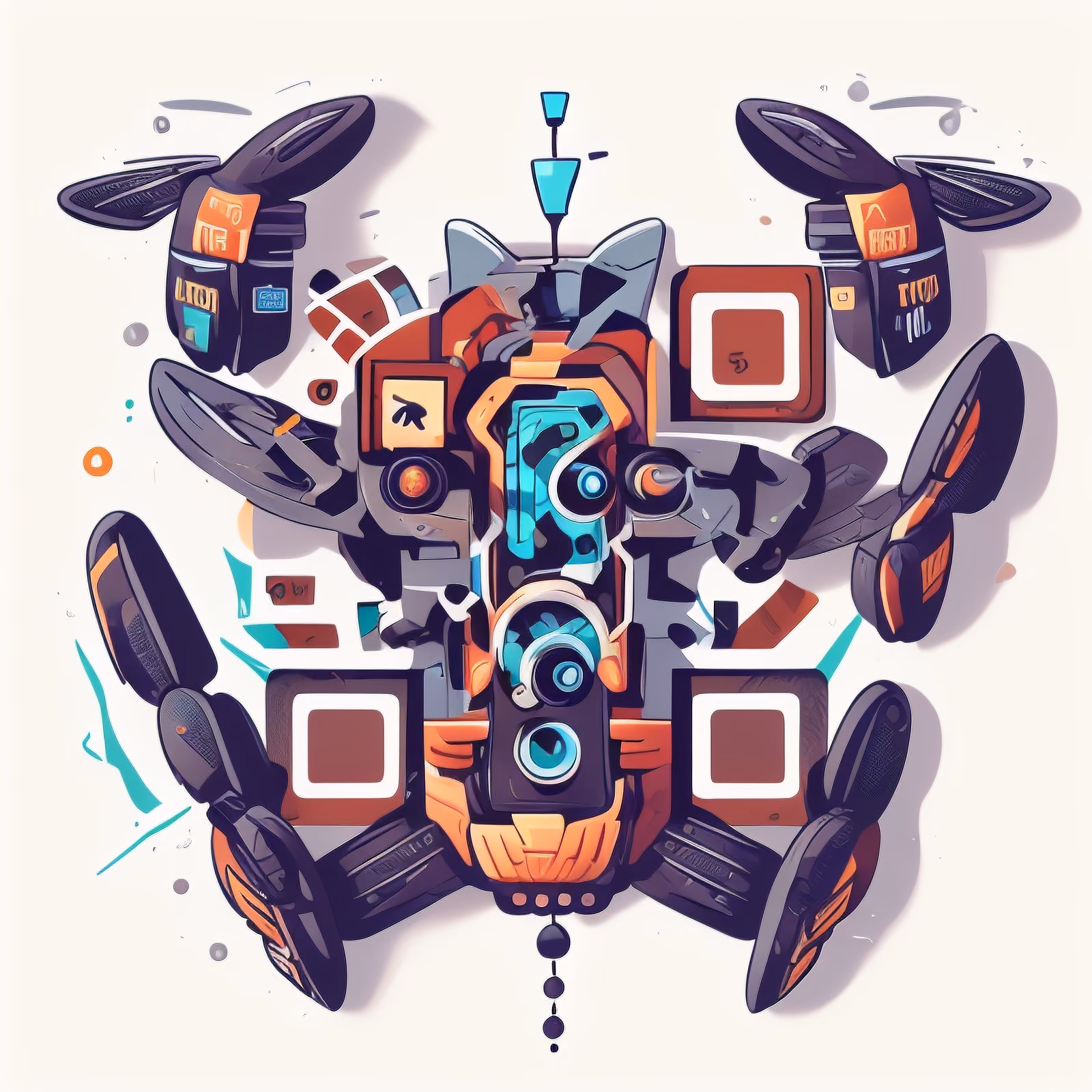Camera Drone Robot Vector QR Code for Stickers — image 1