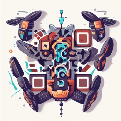 Camera Drone Robot Vector QR Code for Stickers