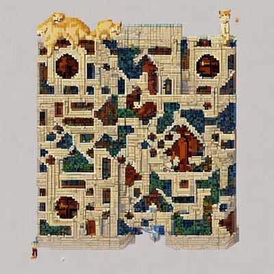 Pixel Building With Rooftop Cats QR Code for Posters