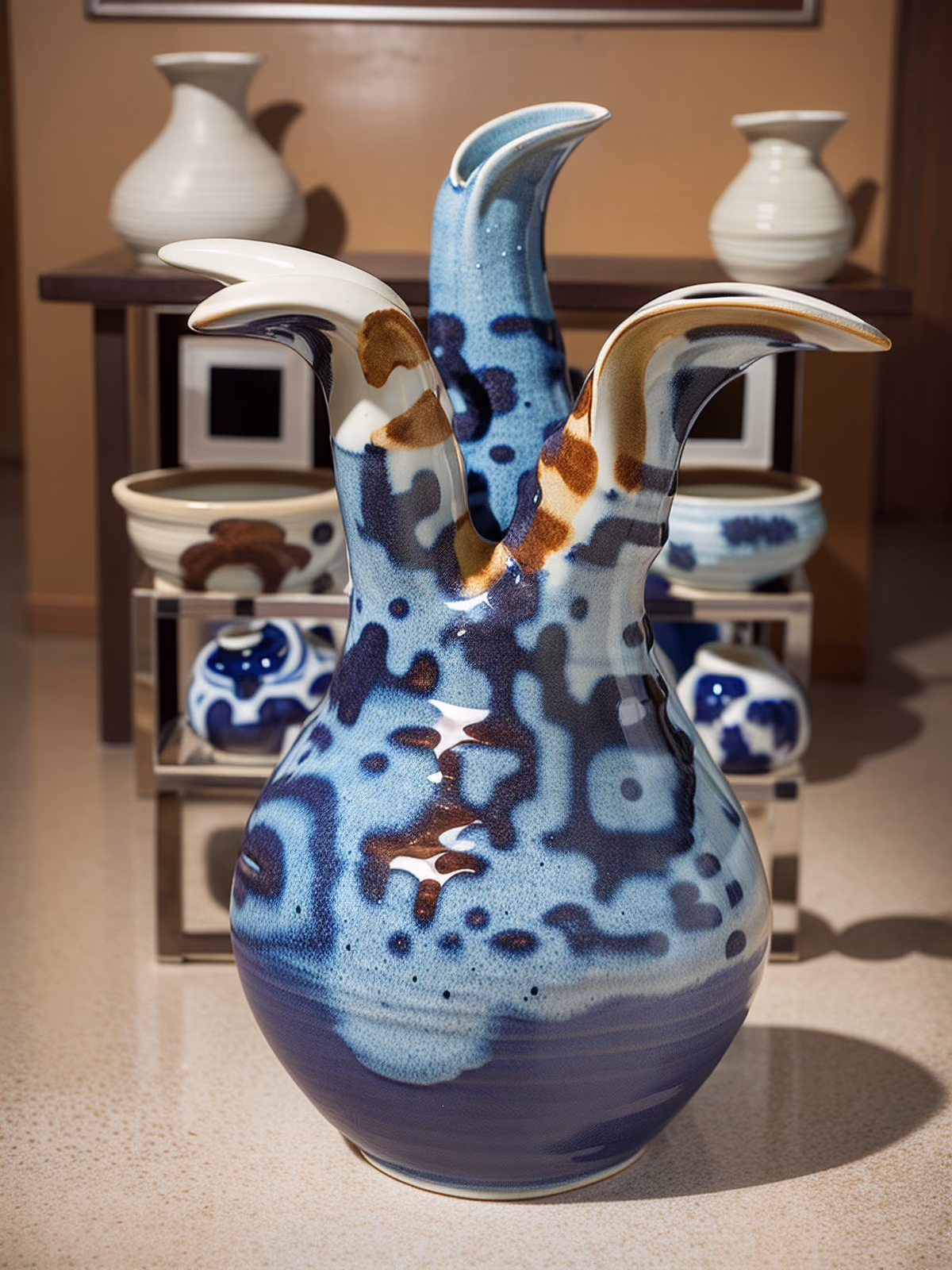 Blue Glazed Porcelain Vase Photo QR Code Art — image 1