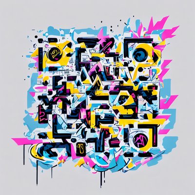 Graffiti Lettering Street Art Stylized Illustration QR Code for Stickers