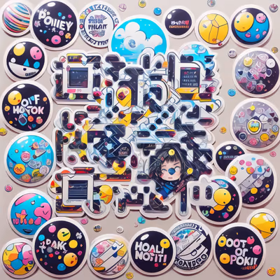 Коллаж из стикеров с аниме-героиней: QR-код для наклеек — изображение 1