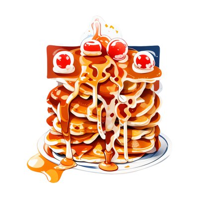 Pancakes and Maple Syrup Vector QR Code for Stickers
