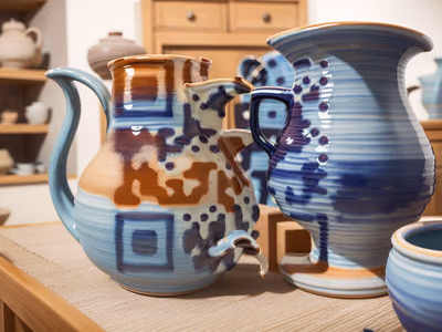 Glazed Ceramic Pitchers Photo QR Code Art — image 1