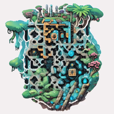 Floating Jungle Island Vector QR Code for Stickers — image 1