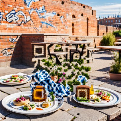 Sunny Terrace Food Photorealistic QR Code for Restaurant Menus