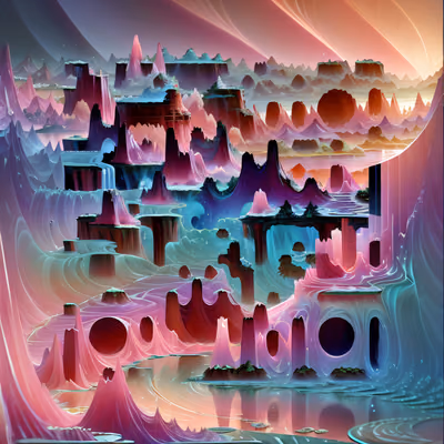 粉色晶体分形风景二维码艺术 — 图片 1
