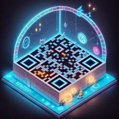 QR-код для постеров: изометрическая диорама арены повелителя зверей
