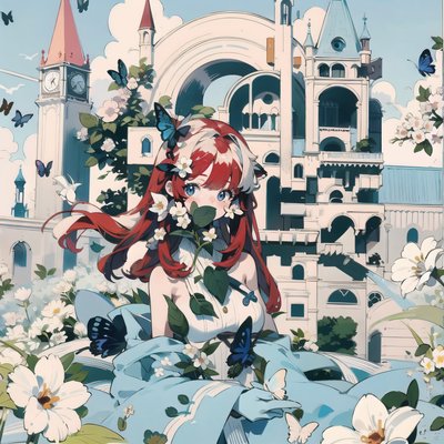 Anime Girl Castle Garden QR Code for Posters