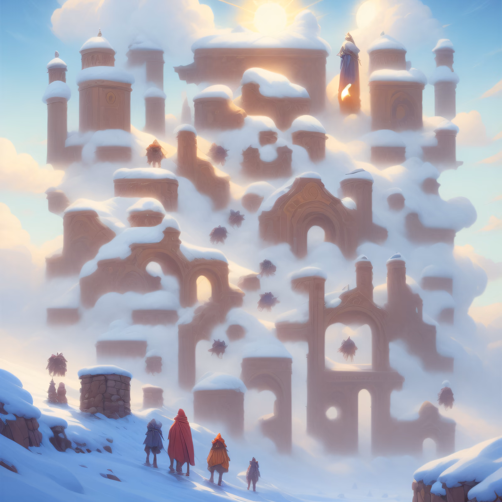 雪中堡垒远征游戏插画二维码艺术,适用于海报 — 图片 1