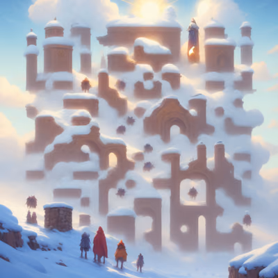 雪中堡垒远征游戏插画二维码艺术,适用于海报 — 图片 1