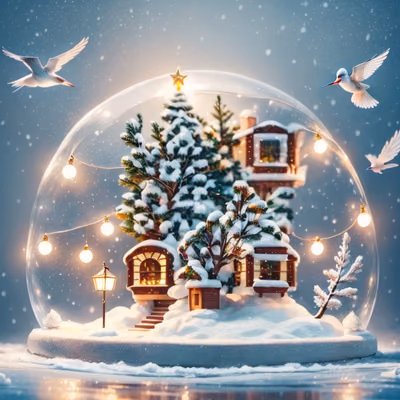 Christmas Snow Globe Diorama QR Code for Greeting Cards — image 1