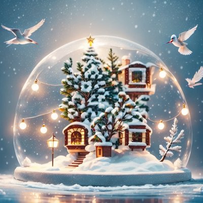 Christmas Snow Globe Diorama QR Code for Greeting Cards