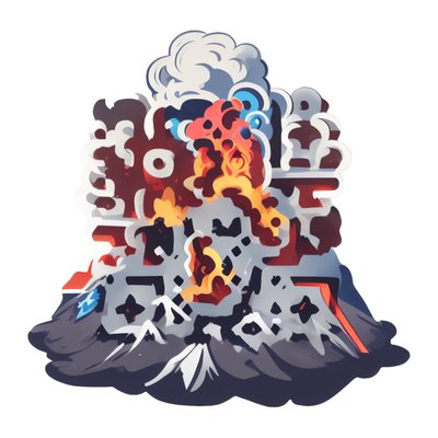 Erupting Volcano Vector Sticker QR Code for Stickers
