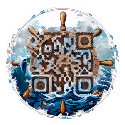 Штурвал и морские волны: QR-код для наклеек — изображение 1