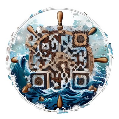 Ship's Wheel Ocean Waves QR Code for Stickers
