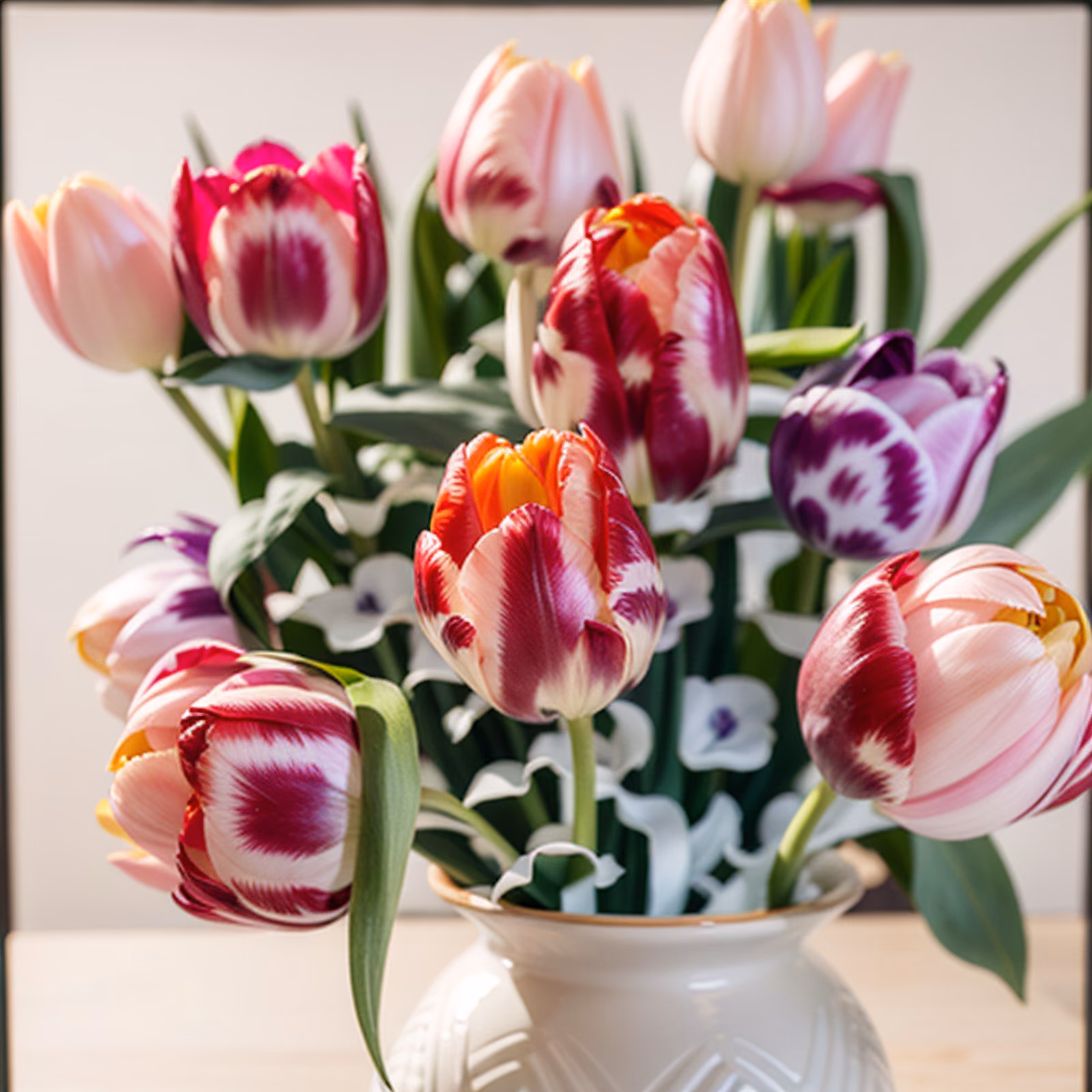 Striped Tulips in Vase Photo QR Code Art — image 1