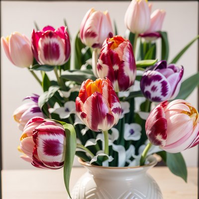 Striped Tulips in Vase Photo QR Code Art