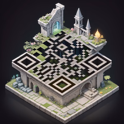 Изометрическое диорама-руины сада: QR-код — изображение 1