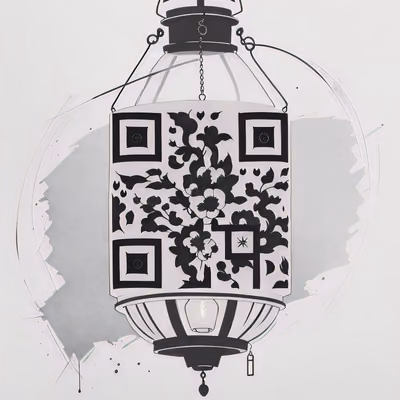 Floral Lantern Ink Tattoo QR Code Art — image 1