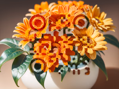 Orange Marigold Bouquet Macro Photo QR Code Art — image 1