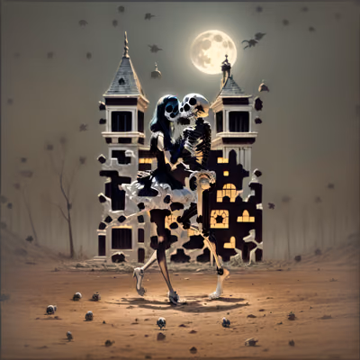 Dancing Skeleton Couple Gothic QR Code for Posters — image 1