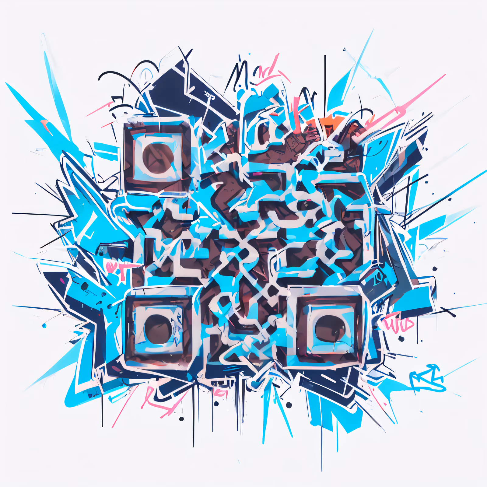 Бирюзовые граффити-теги: QR-код для стикеров — изображение 1