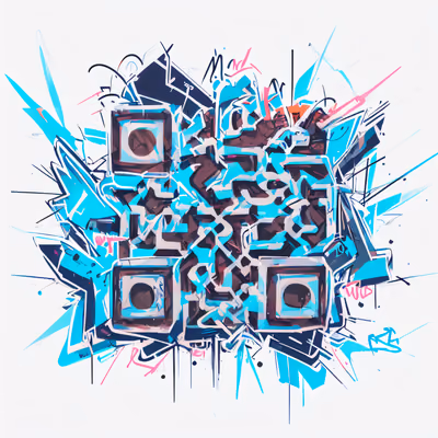 Бирюзовые граффити-теги: QR-код для стикеров — изображение 1