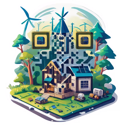 Eco House Island Vector QR Code for Stickers — image 1