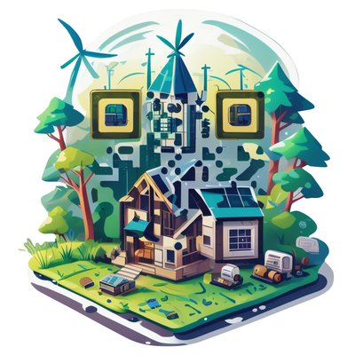 Eco House Island Vector QR Code for Stickers