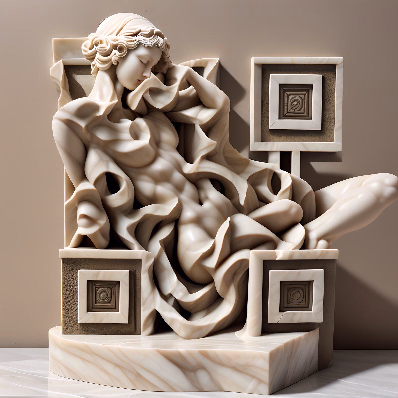 Reclining Marble Figure Sculpture QR Code Art — image 1