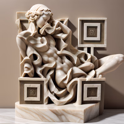 Reclining Marble Figure Sculpture QR Code Art — image 1