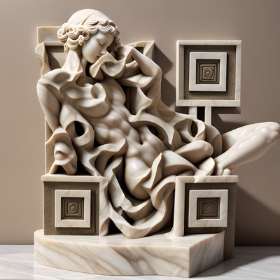 Reclining Marble Figure Sculpture QR Code Art