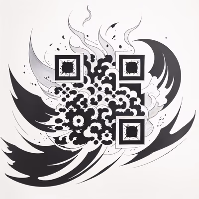 翻涌云朵水墨纹身二维码艺术临时纹身 — 图片 1