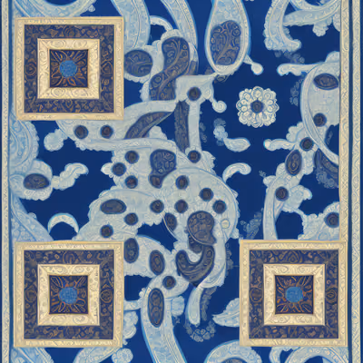 Blue Paisley Textile Pattern QR Code Art — image 1