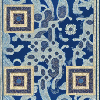 Blue Paisley Textile Pattern QR Code Art