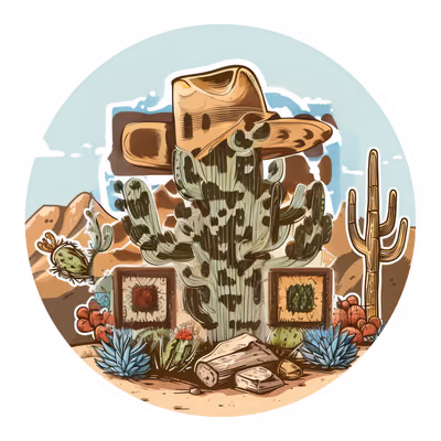Cowboy Hat Desert Cactus Vector QR Code for Stickers — image 1