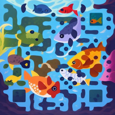 Colorful Fish Underwater Storybook QR Code Art