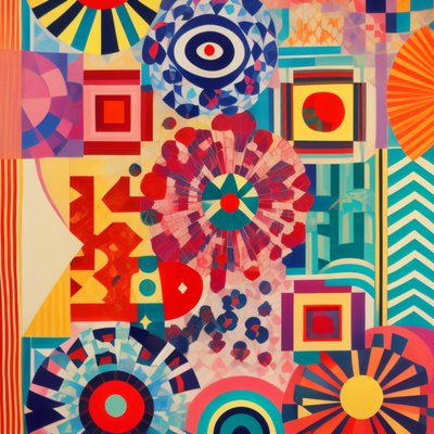 Colorful Geometric Textile Pattern QR Code Art