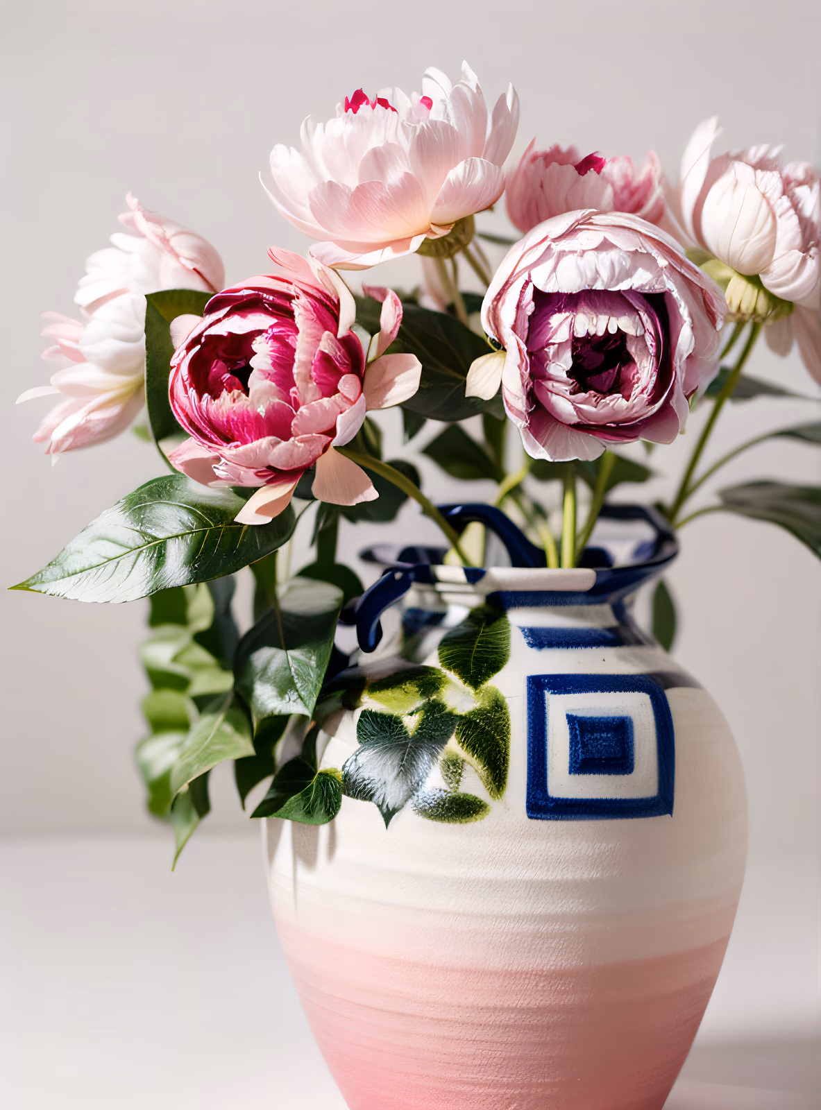 Pink Peony Vase Photo QR Code Art — image 1