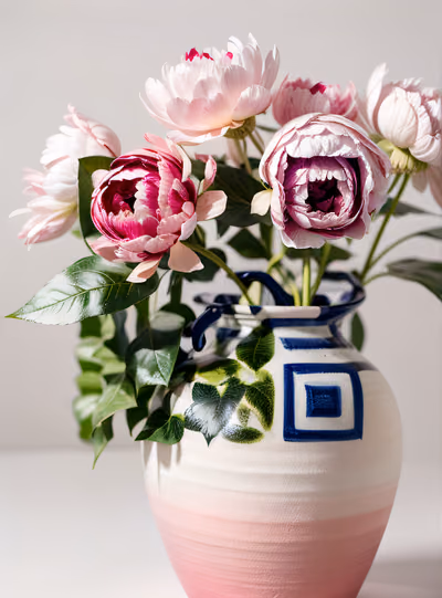 Pink Peony Vase Photo QR Code Art — image 1