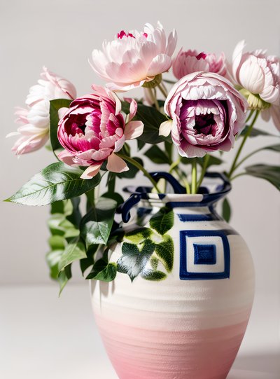 Pink Peony Vase Photo QR Code Art