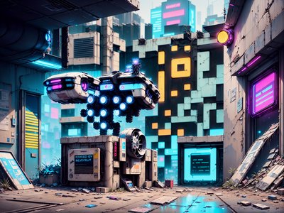 Cyberpunk Hoverbike Garage Alley QR Code for Posters