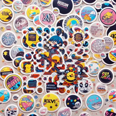 Sticker Bomb Collage Digital Art QR Code for Stickers