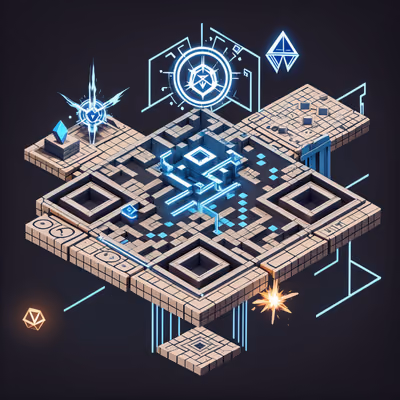 Isometric Rune Workbench Game Art QR Code for Posters — image 1