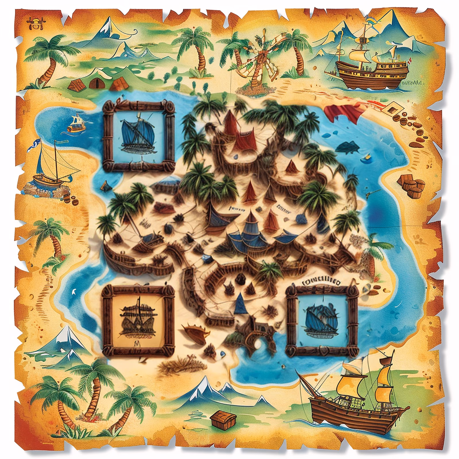 Pirate Treasure Map Cartoon QR Code for Posters — image 1