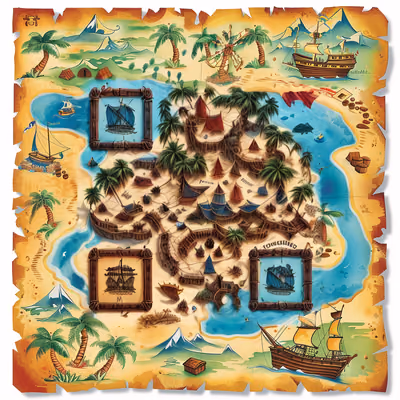 Pirate Treasure Map Cartoon QR Code for Posters — image 1