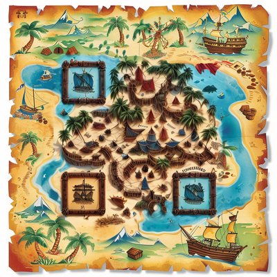 Pirate Treasure Map Cartoon QR Code for Posters