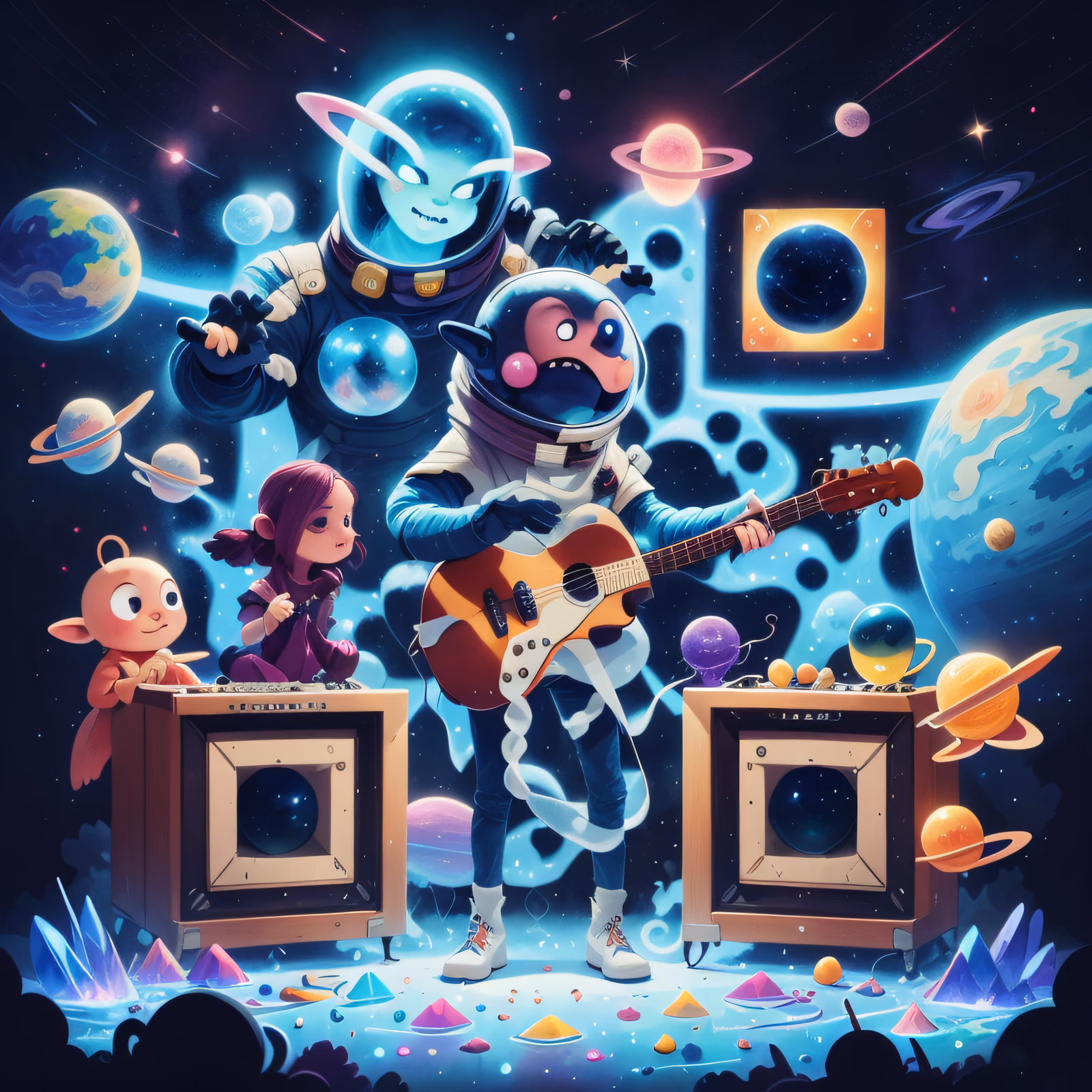 Инопланетный космический концерт: мультяшный QR-код для постеров — изображение 1